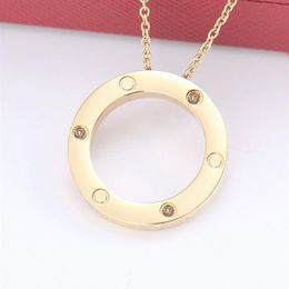 Love Luxury Necklaces Women Round Pendant Stainless Steel Couple Fashion Jewelry for Neck Christmas Valentine Day Gifts Girlfriend2356