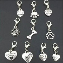 100pcs lot High quality Mixing Animal Dog Paw Prints & bones & dog bowl Charm Pendant Necklace Bracelet DIY Jewelry Making Finding260C