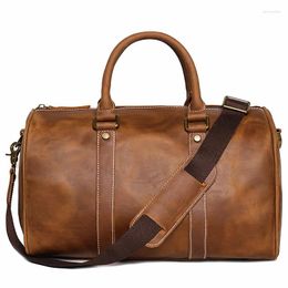 Duffel Bags Vintage Men's Genuine Cowhide Leather Business Short-distance Carry Hand Luggage Travel Bag Simple Messenger