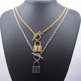 100% Stainless Steel Padlock Lock Necklace For Women Gold Silver Color Metal Chain Choker Friendship Collar Pendant Necklaces274h