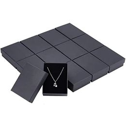 Jewellery Boxes 12 Pcs Black Rectangle Box 35x28x12 Cardboard with Sponge Inside Kraft Paper Diy 231201