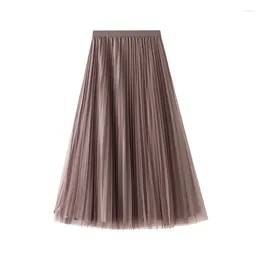 Skirts 2023 Velvet Mesh Half Length Dress For Women Autumn And Winter Mid High Waist Pleated Fashion H990