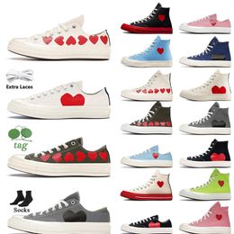 Platform Trainers High Top Vintage Commes Des Garcons X 1970s Designer Canvas Shoes Womens Mens All Star Classic 70 Chucks Taylors Low Multi-Heart Sneakers