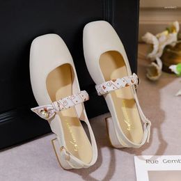 Dress Shoes Korean Version Of The Soft Bottom Small Leather 2023 Spring Thick Heel Women's Slip-on Peas