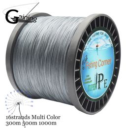 Braid Line 16 Strands PE Braid 300M/500M/1000M Braided Fishing Line Multi Colour Super Strong Japan Multifilament Fishing Line Wire 231201