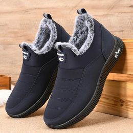 Boots Winter Men's Shoes Velvet Trendy Cotton Warm Thickened Middle-Aged Elderly Dad's Fashion Anti-Slip Solid Durable Snow Boot