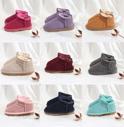 UG Australia Warm Boots Mini Half Baby Snow Boot Ankle Boot Classic Winter Full Fur Fluffy Furry Baby Kids Booties Boys Girls Platform Booties Chestnut G