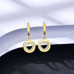 European Retro Micro Set Zircon Heart S925 Silver Dangle Earrings Fashion Women Plated 18k Gold Earrings for Women Wedding Party Valentine's Day Christmas Gift SPC