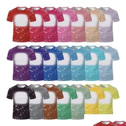 Christmas Decorations Party Sublimation Blank T-Shirt Bleached Polyester Short-Sleeve Tye Dye Tee Tops For Diy Thermal Transfer Prin Dhwhe