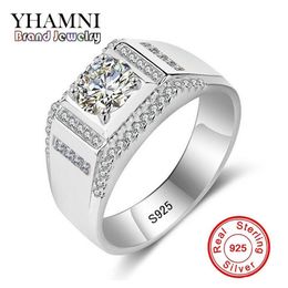 YHAMNI 100% Solid 925 Sterling Silver Ring 1 Carat Diamond Engagement Rings For Men Wedding Ring Charm Jewellery MJZ015248n