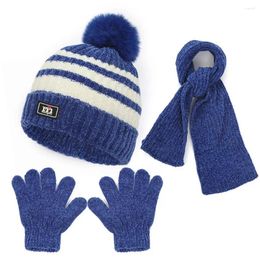 Cycling Gloves 1 Set Children Hat Scarf Warm & Thickened Knitted Three-piece Autumn Winter Outdoor Accesso