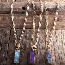 RH Fashion Choker Necklace Collar Statement Chunky GoldColor Chain Druzy Stone Charm Punk Necklaces245f
