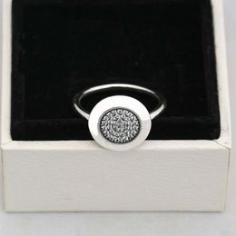 newest Compatible fit for Jewellery Silver Ring Authentic 925 Sterling Silver round disc Ring with cz paved204r