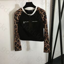 Leopard Print Sweatshirt Women Embroidery Letter Long Sleeved Shirt Designer Classic Round Neck Thin Sweater