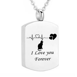 Fashion Memorial Jewelry Cremation Urn Ashes Pet Cat Pendant Stainless Steel Square Keepsake Memorial Charms Pendant2392