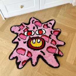 Carpets LAKEA Cherry Bomb Rug Strange and interesting Handmade Tufted Carpet Room Decor Kawaii Rug Small Rugs for Bedroom 231130