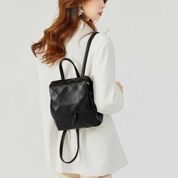 Outdoor Bags Women's Geometric Lingge Backpack New Fashion Versatile Women's Bag Japanese and Solid Color Drawstring Backpack