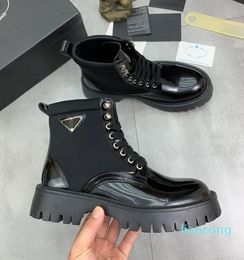 2023 Boots Chunky Lug Sole Platform Motorcycle Booties black calf leather with box 38-45EU Luxur