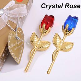 Decorative Flowers Crystal Roses Artificial Flower Valentines Day Gift Glass RoseSilver Gold Rod Rose For Girlfriend Wedding Gifts