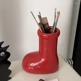 Vases Nordic Ins Ceramic Red Shoes Vase Creative Room Living Desktop Penholder Storage Ornaments Home Decoration Accessories