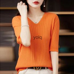 Women's Sweaters 2023 Knitted Short Sleeve Cashmere Sweater T-shirt Syolq