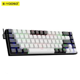 Keyboards E YOOSO Z686 USB Mini slim Mechanical Gaming Wired Keyboard Red Switch 68Keys Russian Brazilian Portuguese for Compute PC Laptop 231130