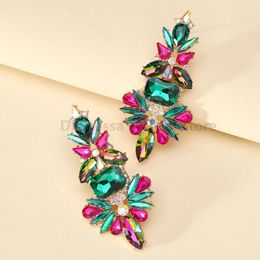 Dangle Earrings Multicolor Shiny Glass Charm Bride Wedding Party Pendant Jewelry Trend Luxury Design Unusual Glamorous For Women