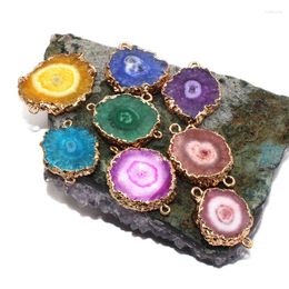 Pendant Necklaces 1pc Natural Stone Flower Colourful Quartz Agates Cluester Pendulum Purple Blue Crystal DIY For Necklace Women