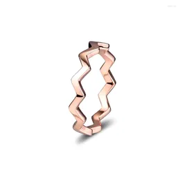 Cluster Rings 925 Sterling Silver Timeless Zigzag Ring Rose Gold Fashion Jewellery Wedding For Women Men DIY Making Wholesale Anillos