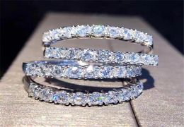 Luxury Jewellery 925 Sterling Silver Full White Sapphire CZ Diamond Gemstones Promise Women Wedding Bridal Ring for Lover8686649