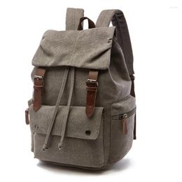 Backpack Fashionable High-capacity Men Canvas Casual Computer Bag Portable Solid Colour Travel Women Multifunctional