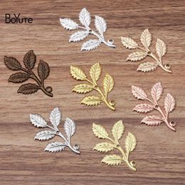 BoYuTe 50 Pieces Lot 32 50MM Metal Brass Stamping Leaf Pendant Charms Diy Hand Made Jewelry Findings Components233V