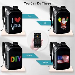 Student Laptop Backpack with LED Display DIY Fashion Waterproof Shoulder Travel Backpack Men Women Gift with Colourful LED Panel and Programmable Function