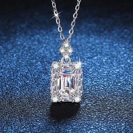 Chokers Creative 1ct Emerald Cut Pendant Necklace For Women 100 925 Sterling Silver Wedding Party Bridal Fine Jewelry 231130