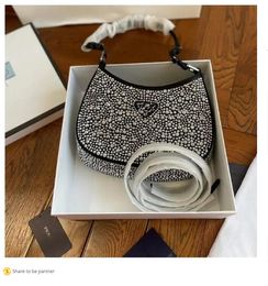 2023 Luxurys Designer Shoulder Bags Women crystal Diamante Handbags Metallic Beads Glitter Diamonds Lady Axillary bag Crossbody ladies wallet Purses a1