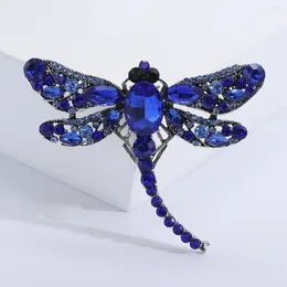 Brooches Women Large Crystal Vintage Dragonfly Gradient Zircon Insect Brooch Lapel Pin Fashion Dress Coat Accessories Cute Jewel