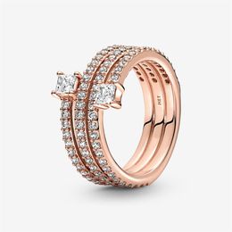 100% 925 Sterling Silver Triple Spiral Ring For Women Wedding Engagement Rings Fashion Jewellery Accessories235i