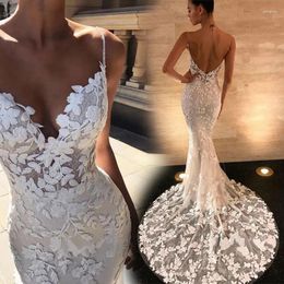 Casual Dresses Elegant Women Dress V-neck White Spaghetti Straps Tulle Prom Gowns Robe Backless Wedding Fishtail For Slim Sexy