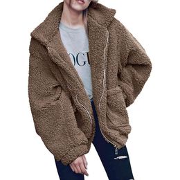 designer winter jacket women Women's Fashion Winter Coat Long Sleeve Lapel Zipper Artificial Wool Long Wool Extra Large Jacket Coat coat women 99HMY