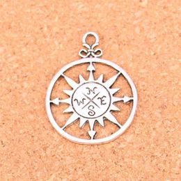 34pcs Antique Silver Plated compass Charms Pendants for European Bracelet Jewellery Making DIY Handmade 36 27mm251H