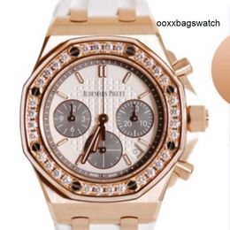 Audemar Pigue Sport Machinery Watches Womens Watch Design Audemar Pigue 26231OR Royal Oak Offshore Panda Womens 18k Rose Gold Diamond Set Watch Automatic Machi HBN4