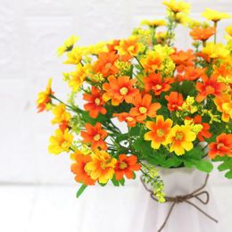 Decorative Flowers 28 Head 7 Fork Artificial Bouquet Sunflowers Silk Daisy Wedding Home Decoration Chrysanthemum Fresh