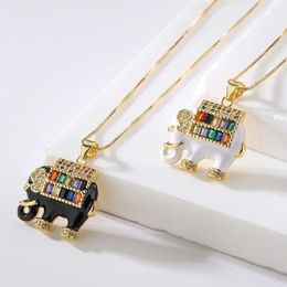Pendant Necklaces 2024 Lucky Elephant Necklace For Womon Girl Vintage Cubic Zirconia Accessories Stainless Steel Chain Jewellery Gift