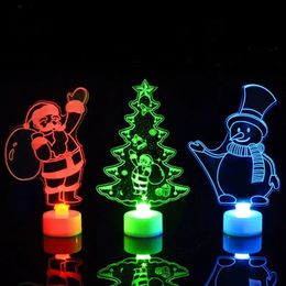 Novelty Items LED Christmas Decoration Night Lights Flashing Santa Claus Snowman Xmas Tree Lamp Ornament for Year Party 231130