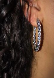 Sparking bling cz Huggie hoop earring for women icedd out bling 5A cubic zirconia cz hoop jewelry1743945