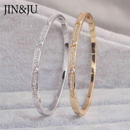 JIN&JU Gold Colour Charm Bracelets&Bangles For Women Birthday Gift Copper Cubic Zirconia Cuff Braclet Femme Dubai Fashion Jewelry239h