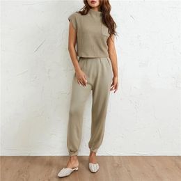 Women's Two Piece Pants 5 Colors Outfits Sweater Sets Knit Pullover Tops High Waist With Pockets Tracksuit Lounge