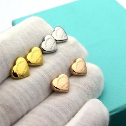 Womens T Letter Heart earrings Studs Designer Jewellery mens Arcuate surface Studs gold silvery rose gold Full Brand as Wedding Chri204q