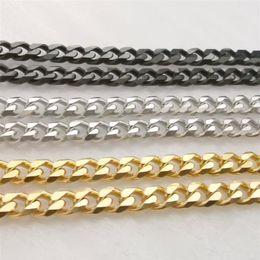 Lot 5meter in bulk 5MM black silver gold stainless steel Curb Link Chain findings jewelry marking DIY necklace bracelet316z