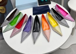 Top Quality Newest brand Designer Genuine Leather flats New Fashion Sandals Womens Full Diamond Pumps Shoes silk Lady Pointed Toe Kitten Heel Elegant slingbach heel